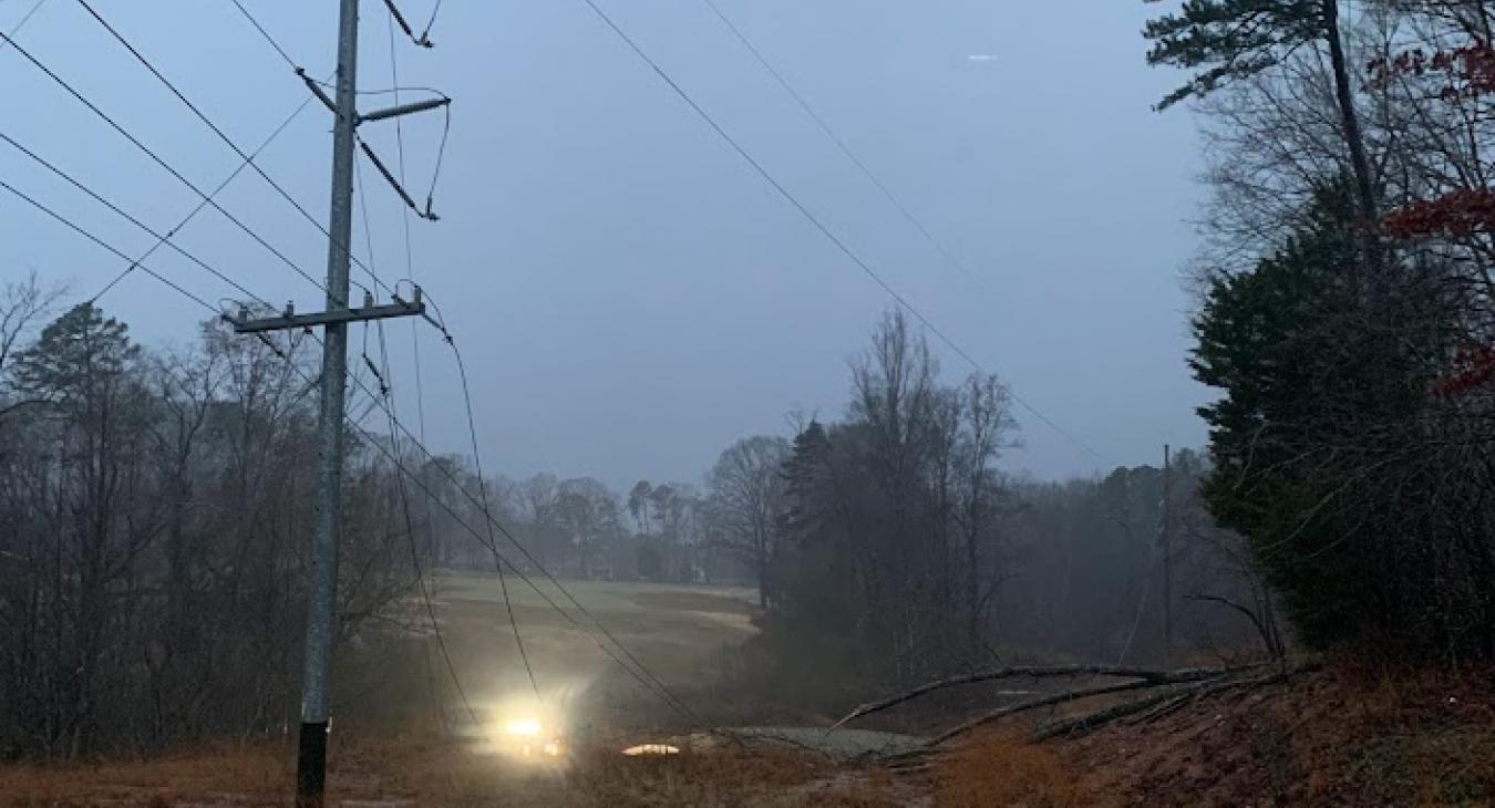Lines sparking on ground